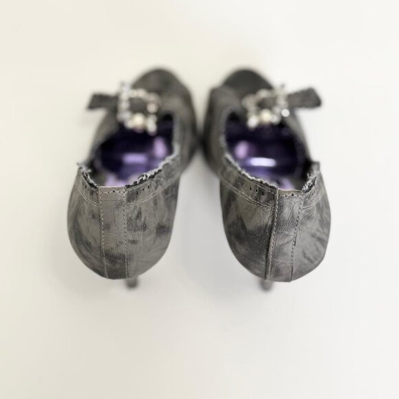 Gray Peep Toe High Heels Pumps by Lui Chung, Size 6.5 - Picture 4 of 6